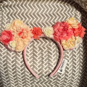 Disney Parks Floral Mouse Ears with Pink and Orange Blooms